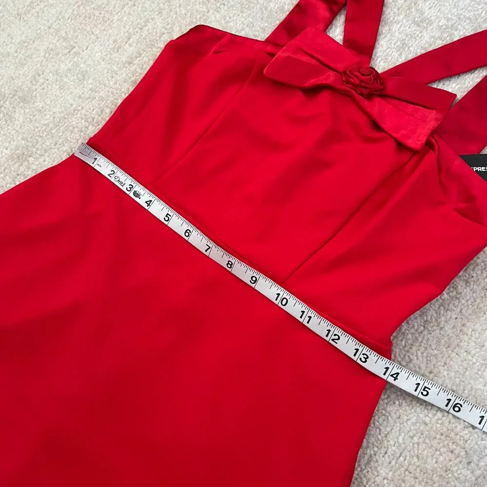 NWT Express Red Sleeveless Cocktail Party Midi Dress S - Picture 7 of 10